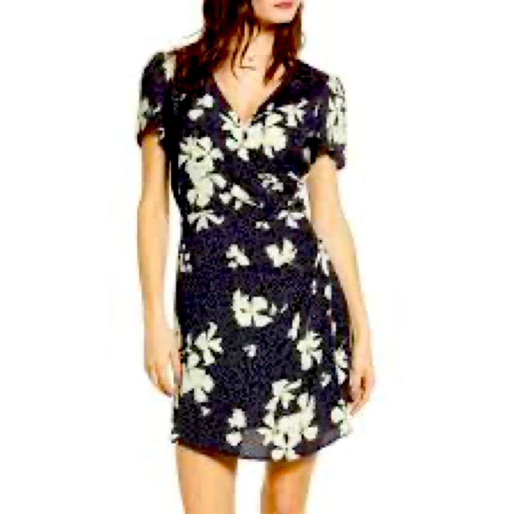 Leith faux wrap mini dress
